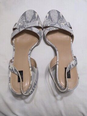 G.I.L.I. Loren slingback. Snake-Print Slingback Sandals in White and Gray